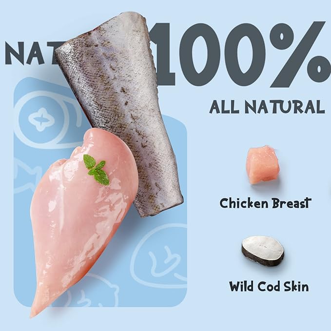 ASMPET Dog Cod Skin Treats, Chicken Wrapped Cod Skin Knotted Bones, Rawhide Free Dog Treats Chews Bones, Extra Large
