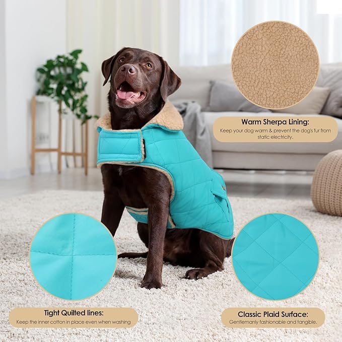 Large Dog Winter Jacket, Pet Warm Windproof Coat Dogs Cold Weather Coats Snow Jacket Pets Clothes, Golden Retriever, Labrador Retriever, Husky, Blue L