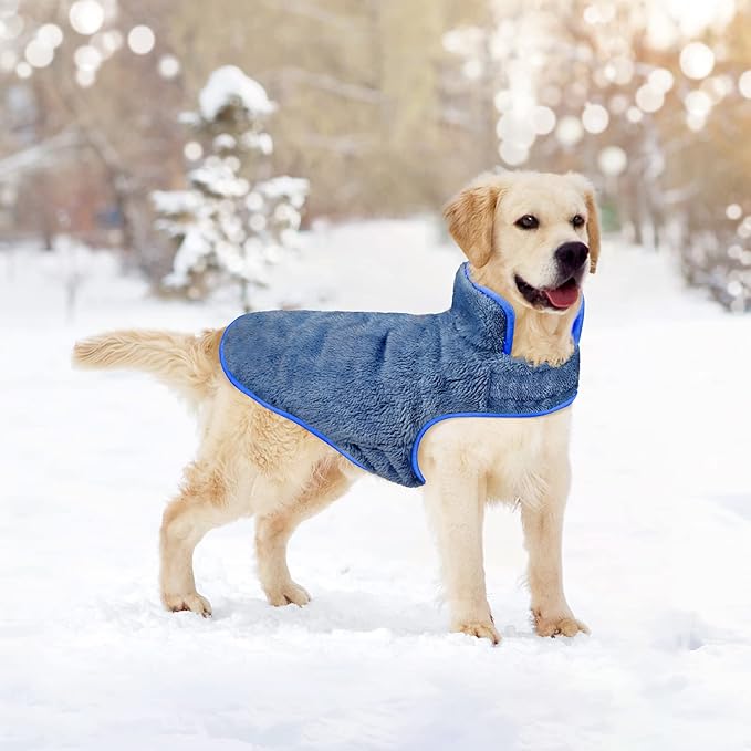 Malier Dog Winter Coat, Reversible Fleece Dog Cold Weather Coats, Windproof Warm Snow Puppy Jacket Vest Pet Clothes for Small Medium Large Dogs (Blue, XX-Large)