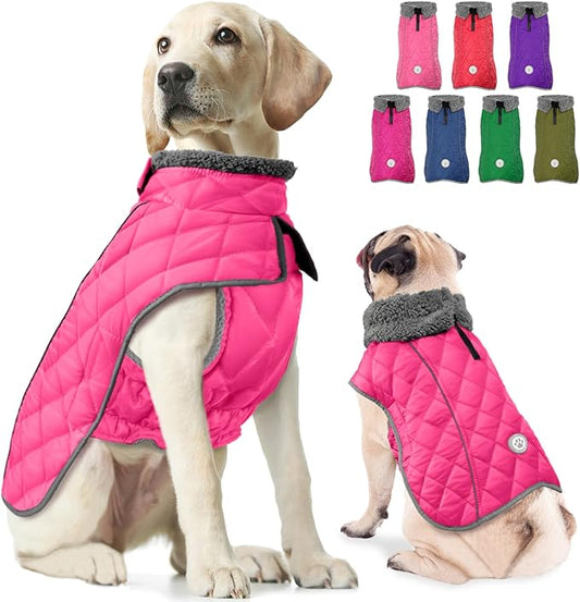 Fragralley Dog Winter Coat, Waterproof Windproof Reflective Fleece Jacket with Harness Hole, Warm Snow Vest for Small Medium Large Dogs, Ideal Gifts
