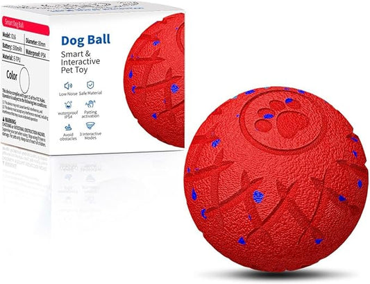 Smart Interactive Dog Toy, Automatic Moving, Bouncing and Stimulation, Silent Foam Material, IP54 Waterproof Rating, Active Rolling,Dog Ball for Medium and Large Dogs,Dog Birthday (Red)