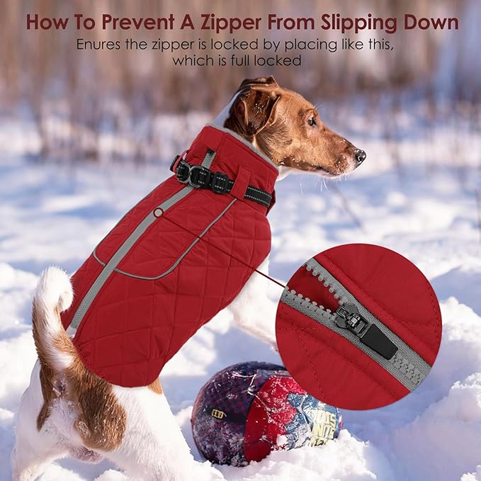 AOFITEE Large Dog Winter Jacket, Waterproof Dog Coat with Back Zipper, Reflective Puffer Coat Pet Snowsuit, Warm Winter Snowsuit for Large Dogs, Snow Jacket for French Bulldog