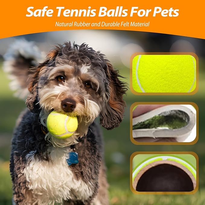 Tennis Ball Dog Toys 4 Pack - Giant 4-Inch Durable and Safe Fetch Tennis Ball for Dogs with Mesh Bag, Large Dog Tennis Balls Perfect for Indoor and Outdoor Interactive Play(Multicolor)