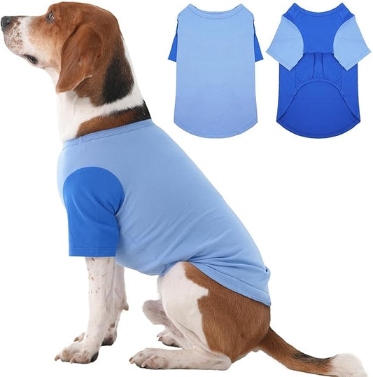 2 Pack X-Large Dog Shirts - Breathable Lightweight Durable Tees, Durable Moisture-Wicking Clothes for Beagle, Bullmastiff, Sleeping Hot Summer Day Outdoor Activities, Travel, Seaside, Blue