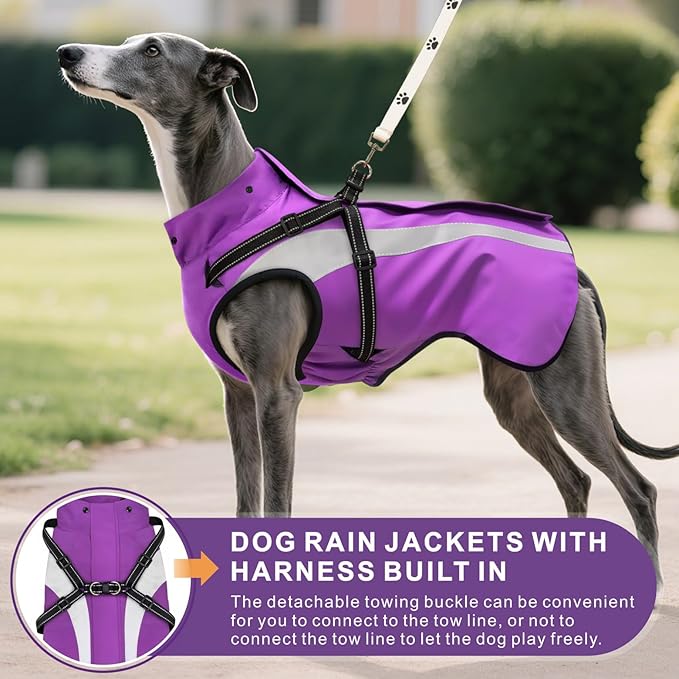 Mosucoirl Dog Raincoat Waterproof Raincoats for Dog Reflective Dogs Rain Jackets with Hood Hoodie Pet Rain Poncho Coat for Small Medium Large Dogs Puppies S-XXL (Purple, M)