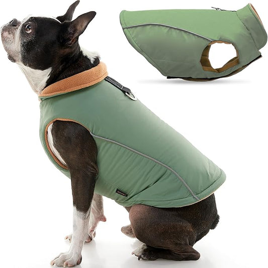 Gooby Sport Vest - Green, X-Small, Reflective Dog Vest with D Ring Leash, Warm Fleece Lined Small Dog Sweater