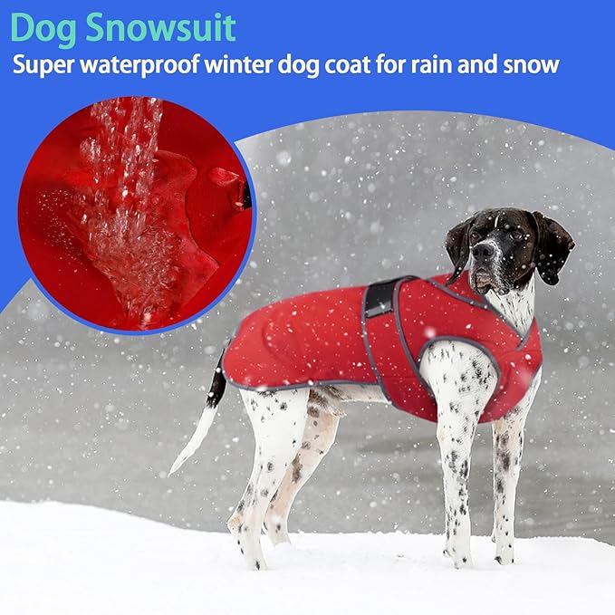 MIGOHI Reflective Waterproof Windproof Dog Coat - Warm Jacket Reversible Stormguard Winter Vest for Small to Large Dogs (Red, XXL)