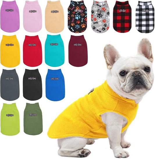 BEAUTYZOO Dog Fleece Vest Sweater Winter Jacket for Small and Medium Dogs with D-Ring Leash Cold Weather Coat Hoodie for XS S M Dogs Boy or Girls, Yellow L