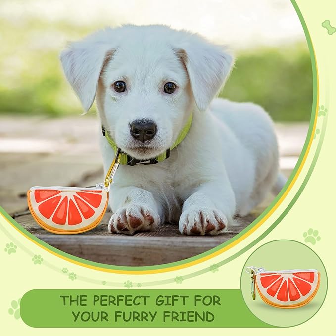 Grapefruit Shape Dog Poop Bag Holder and Carrier - Leash Attachment Poo Bag Dispenser with Stylish Cute Design,Grapefruit,Medium