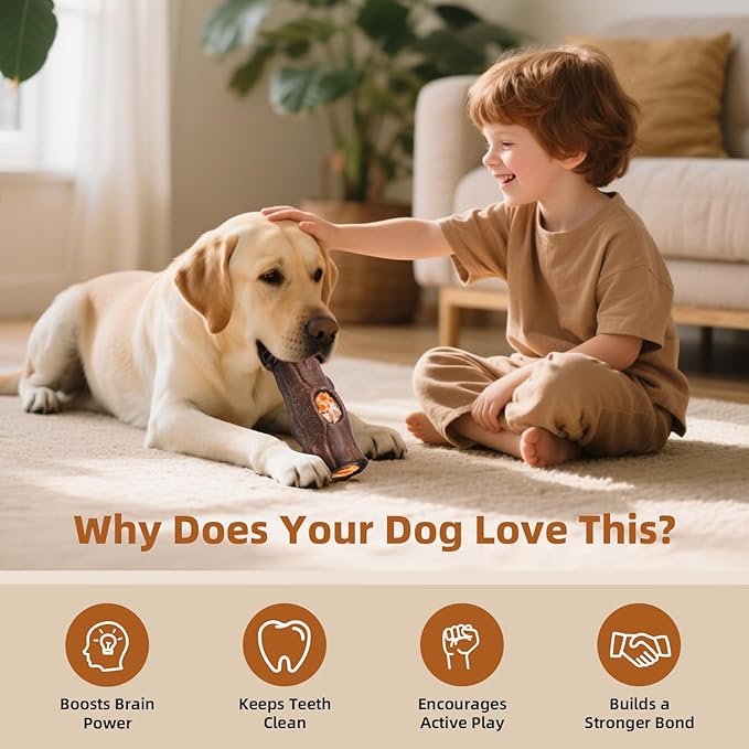 Corn Shape Dog Chew Toy for Small to Medium Dogs – Puppy Teething Toys with Squeaker; Tree Stump Chew Toy for Medium to Large Dogs – Design with Frozen Treat Molds & Peanut Butter Grooves