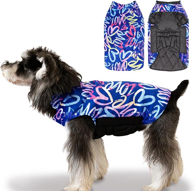 CuteBone Winter Coat Waterproof Windproof Jacket Reversible Vest Thick Adjustable Cold Weather Coats for Small Medium Large Dogs Soft With Leash Hole