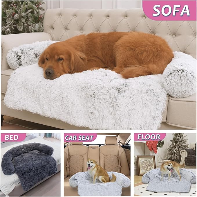 Tinaco Luxurious Calming Dogs/Cats Bed Mats, Dog Pad Washable Removable Couch Cover, Plush Long Fur Mat for Pets, Waterproof Lining, Perfect for Small, Medium and Large Dogs and Cats (Pink, 45"x37")