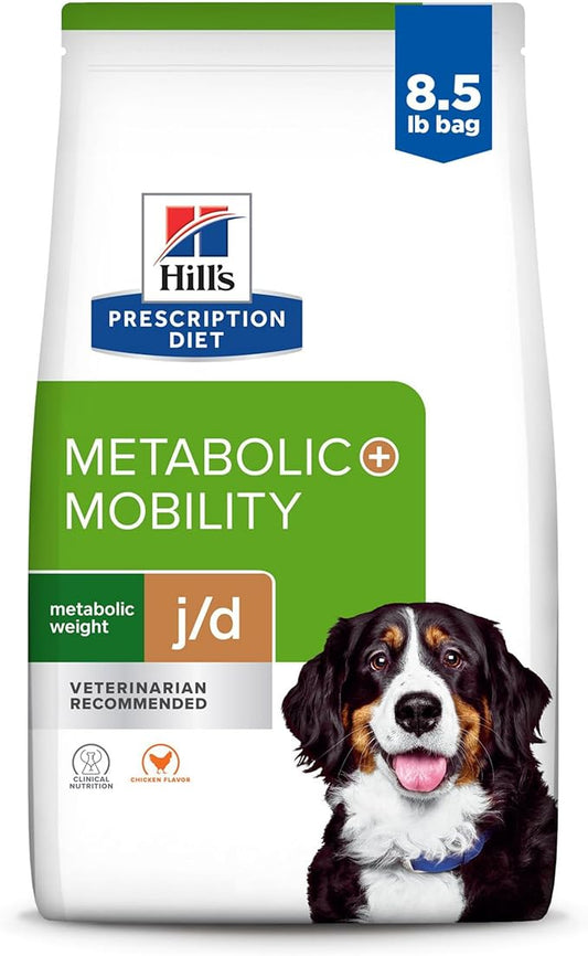 HILL'S PRESCRIPTION DIET Metabolic + Mobility, Weight + j/d Joint Care Chicken Flavor Dry Dog Food, Veterinary Diet, 8.5 lb. Bag