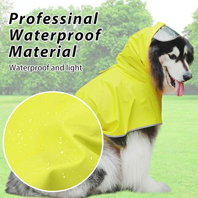 Dog Raincoat Hooded Slicker Poncho - Reflective Lightweight Pet Rain Jacket Coat,Dog Waterproof Raincoat with Adjustable Belly Strap for Small,Medium, Large Dogs (Green, Medium)