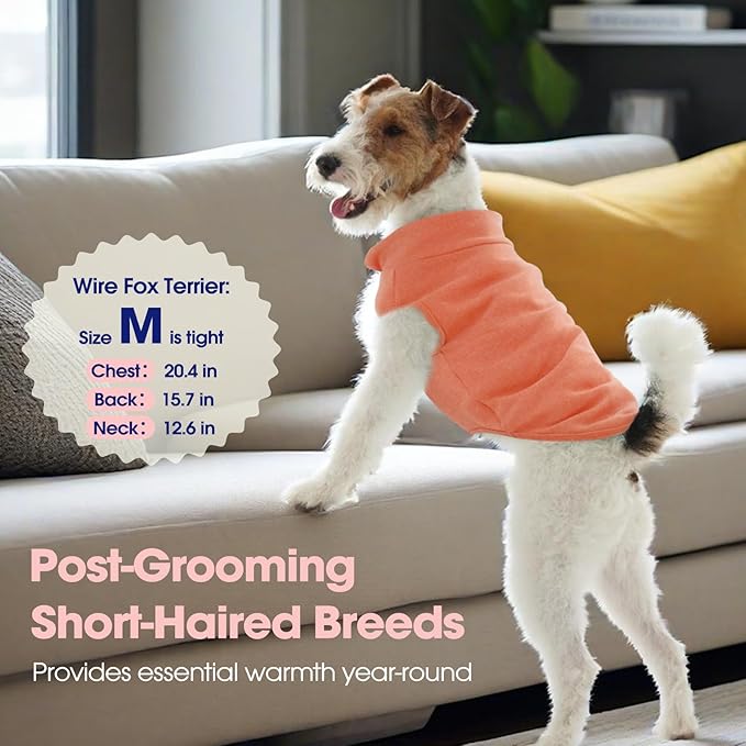 FUAMEY Dog Fleece Vest for Small Dogs,Warm Stretchy Dog Sweatshirts Pullover with Leash Hole Dogs Sweater Soft Pet Turtleneck Cozy Pet Vest Lightweight Sleeveless Orange XS