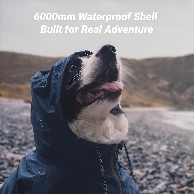 Dog Raincoat with Hood for Medium and Large Dogs - Heavy Rain Resistant Rain Coat for Dogs with 6000mmH2O Waterproof Rating | Lightweight and Adjustable Waterproof Dog Coat | 60 (L)