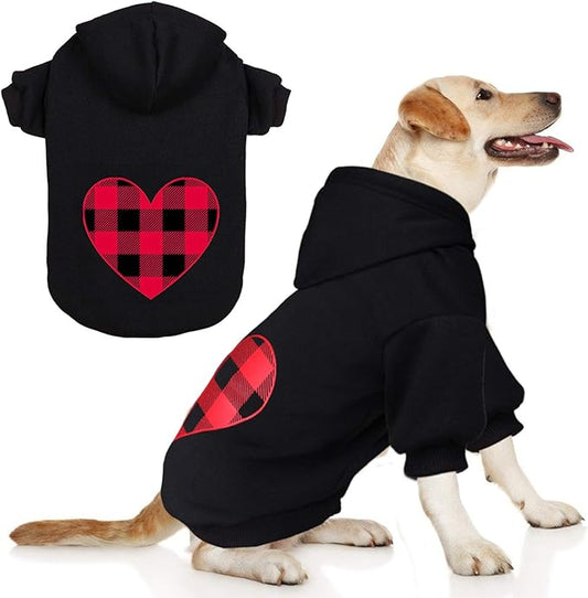 Dog Hoodie Sweater Sweater for Dogs Pet Clothes Black Buffalo Plaid Warm and Soft Breathable Cozy(L)