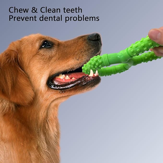 Tug of War Dog Toy, Interactive Dog Pull Toys, Adult and Puppy Teething Toy, Tough Chew Toy for Small Medium Large Dogs, Rubber, Lightweight, Comfortable Grip (Green)