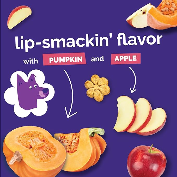 Fruitables Baked Dog Treats, Healthy Pumpkin Treat for Dogs, Low Calorie & Delicious, Free of Wheat, Corn and Soy, Made in The USA, Pumpkin and Apple Flavor, 20oz
