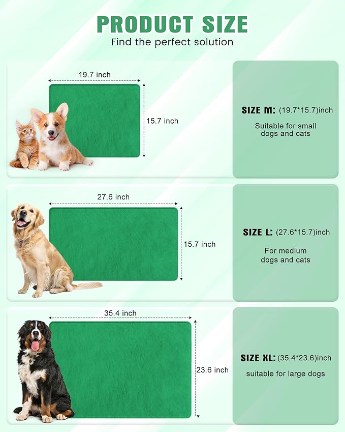 PETNF Outdoor Pet Heating Pad for Cats & Dogs, 100.4-107.6°F Auto Temp Control, Waterproof Fireproof, for Cat House/Dog Kennel/Terrace, Fits Domestic & Stray Pets (Green 15.7"X19.7")