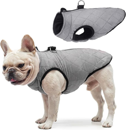 SCENEREAL Winter Dog Vest Coat with Harness Built in, Warm Puppy Jacket for Small Medium Sized Dogs, Dog Cold Weather Coats with Zipper, Fleece Puffer Vest Windproof Snow Clothes for Puppies Pet