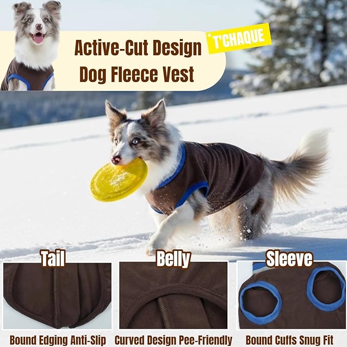 Winter Warm Turtleneck Fleece Vest Dog Sweater, Soft & Snug-Fit Puppy Coat for Medium Dogs with Back-Zipper, Thermal Doggie Vests Sweatshirt, Lightweight Pet Clothes for French Bulldog Girl (Brown, M)