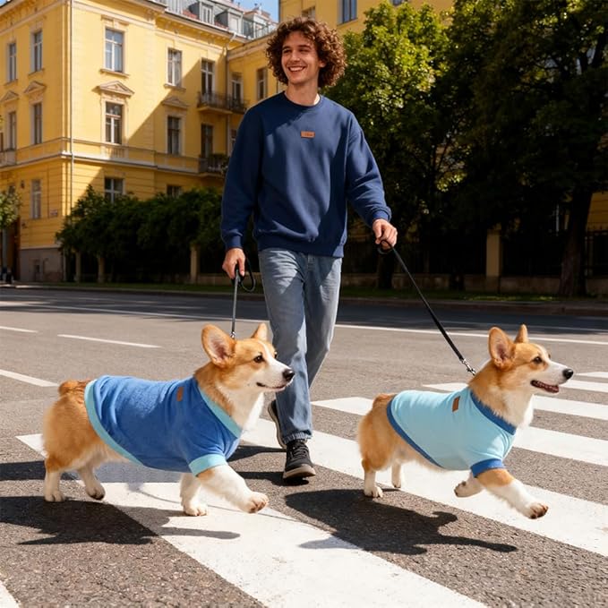 GreenJoy Classic Fleece Dog Sweater – Soft & Warm Stretchy Sweatshirt for Small Dogs & Cats, Cold-Weather Pullover for Everyday Wear (Dark Blue, Medium)