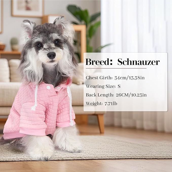 2 Pack Dog Hoodie Sweaters for Small Medium Dogs Warm Dog Clothes for Large Dogs Soft Waffle-Like Laminated Sweatshirt Bulldog (Pink+Rose, S (Back: 11.5",Chest: 15.5", Neck: 10"))