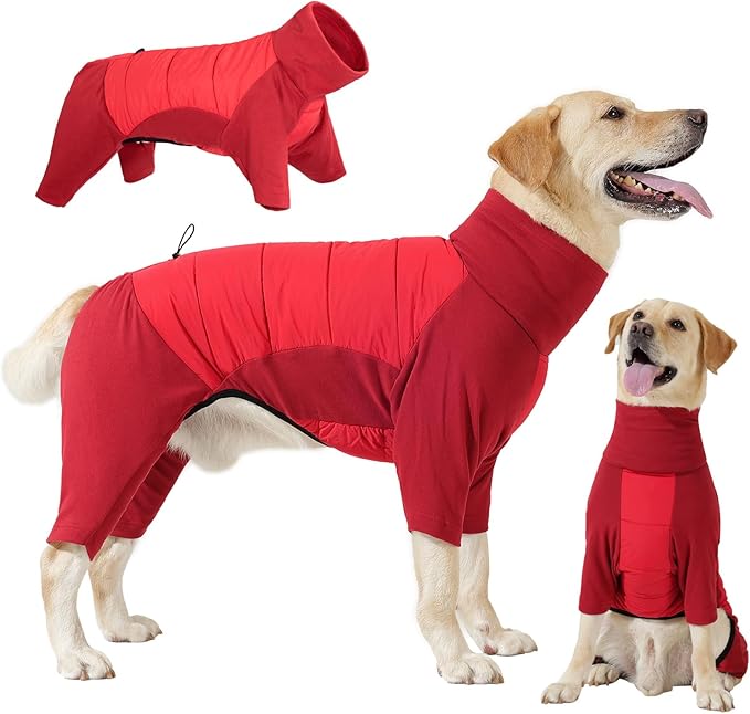 Dotoner Dog Sweater Warm Fleece Pullover Winter Sweatshirt with Turtleneck Leash Opening Waterproof Back Four Leg Cozy Clothes for Medium Large and Small Dogs