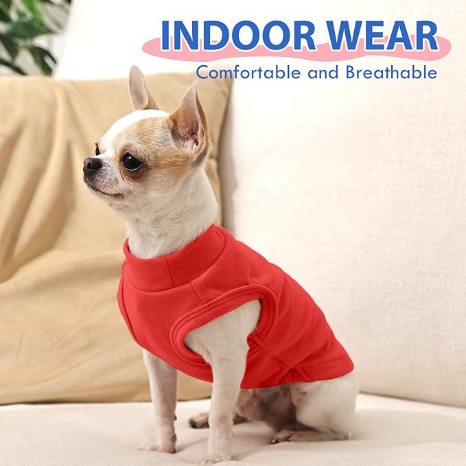 Dog Fleece Vest - Red, M - Pullover Warm Sweater | Stretchable Sweatshirt Small Dogs Boy, Lightweight Winter Jacket Keep Warm, Mini Dachshund,Bichon Frise