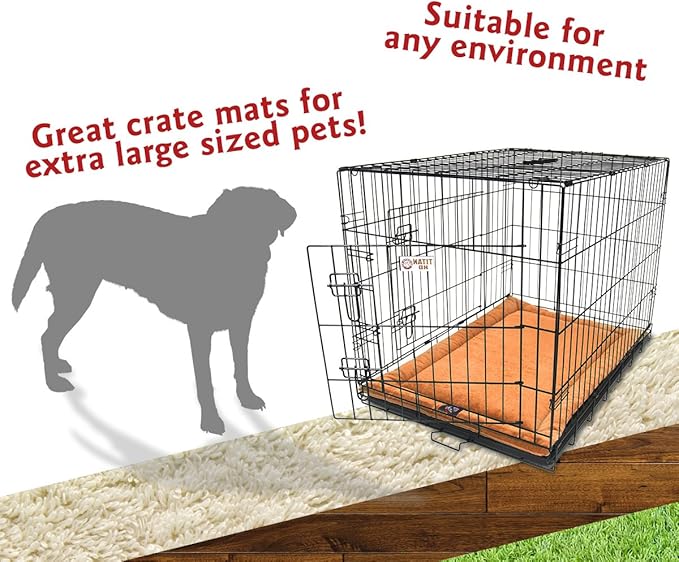 Majestic Pet Orthopedic Memory Foam Dog Crate Mat - Plush Pet Bed Pad for Crates & Kennels | USA Crafted | 48"x30" Villa Orange