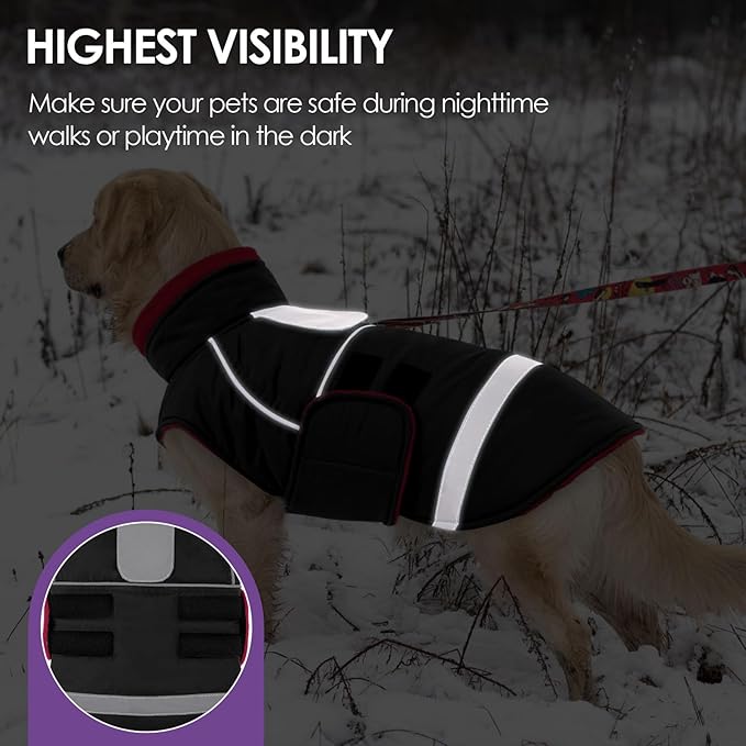 SUNFURA Large Dog Coat, Dog Jacket for Winter, Warm Pet Winter Coat for Cold Weather, Thick Fleece Jacket for Large Dogs, Pug, French Bulldog, Pitbull, Black X-Large
