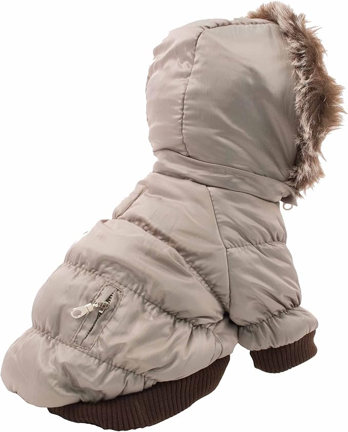 Pet Life Classic Metallic Winter Dog Coat with Zippered Removable Fur Hood - Dog Jacket Features 3M Thinsulate Insulation Warming Technology - Dog Clothes Sizing fits Small, Medium and Large Dogs Grey