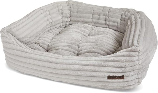 Jax & Bones Dog Napper - Luna Grey Machine Washable Bed for Dogs - Extra Heavy Duty Bolstered Sides - Large Grey Dog Mat | 40 x 32 Inches