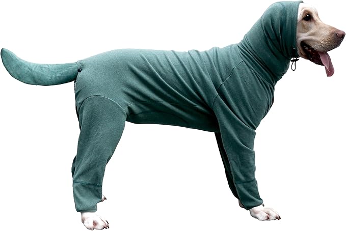 Extra Large Dog Pajamas Pjs Bodysuits Full Body Coverage Onesie Clothes Anxiety Calming Surgery Recovery Suit for Great Dane, Dark Green, 8X-Large