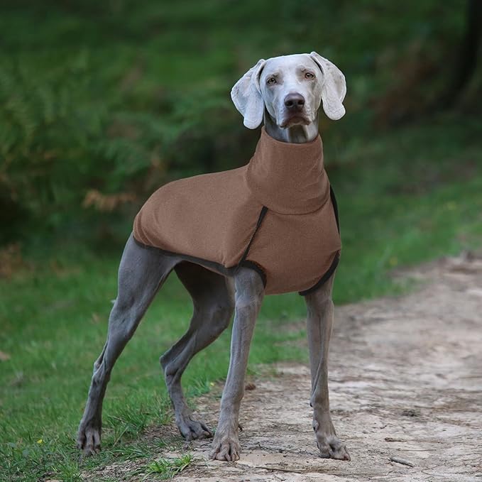 ROZKITCH Warm Dog Sweaters for Small Dogs Male Female, Pet Windproof Warm Cold Weather Jacket Vest Cozy Jumpsuit Apparel Outfit Clothes for Walking Hiking Travel Sleep Brown XS