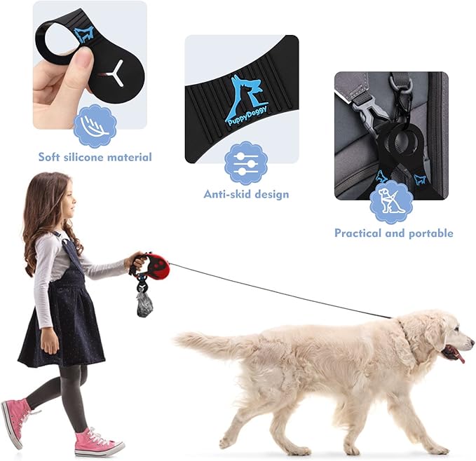 PuppyDoggy Dog Poop Bag Holder for Leash Waste Bag Carrier Dog Poop Bag Dispenser for Walking Running Bicycle Accessory 2 pieces (Blue)