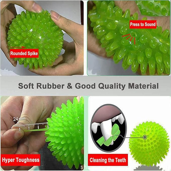 Orgrimmar 6 PCS Pet Squeaky Chewing Balls Dog Soft Stab Cleaning Teeth Toys Balls with High Bounce for Small Medium Large Pet Dog Cat Toys(Small,2.55in)