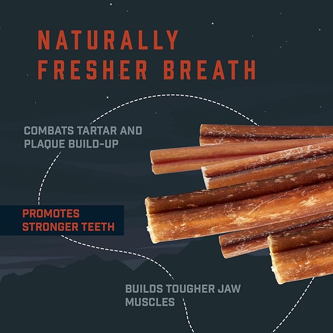 Wild Wolf 12-inch Half-Cut Bully Sticks (1 Pound) 100% Natural and Full of Nutrients - Best for Small to Medium Dogs - Natural Toothbrush - Approximately 12 Sticks - Packed with Love in The USA
