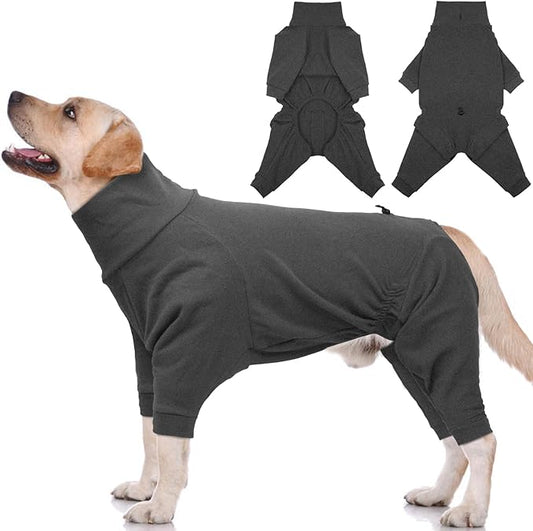 Dog Winter Coat Soft Fleece Pullover Pajamas, Fullbody Dog Cold Weather Jacket, Warm Pullover Doggie Winter Thermal 4-Legged Onesie Jumpsuit,High Collar Snowsuit Sweater for Dogs