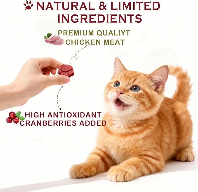 Freeze-Dried Chicken Cranberry Treats for Dogs & Cats, Grain Free Limited Ingredient Training Treats,High Protein, 4.5 oz