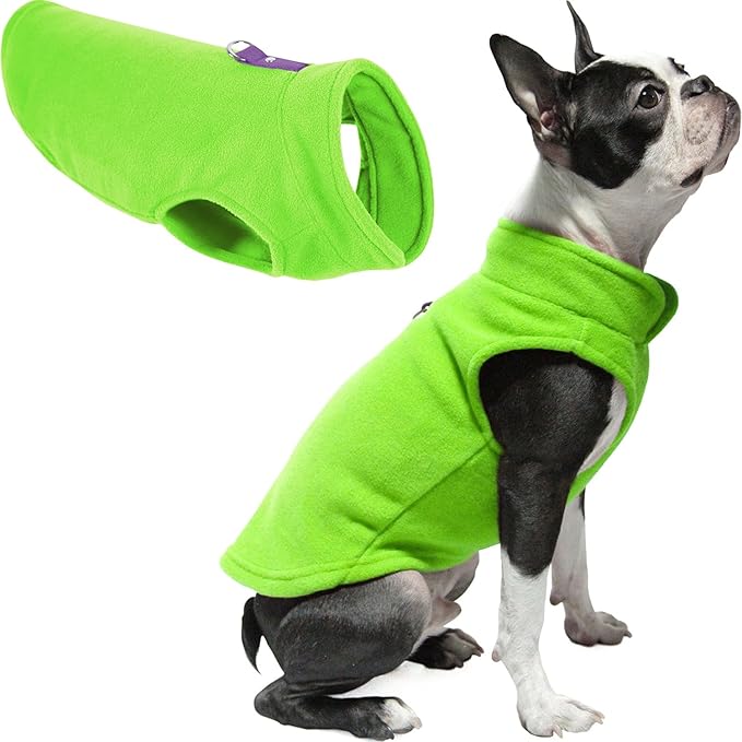 Gooby Fleece Vest Dog Sweater - Lime, X-Large - Warm Pullover Fleece Dog Jacket with O-Ring Leash for Small to Medium Dogs