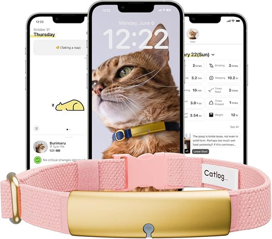 Health Tracker for Cats - Smart Cat Collar with Safety Breakaway Buckle for Indoor Cats, Wellness Alerts, Real-time Monitoring (Sakura, L)