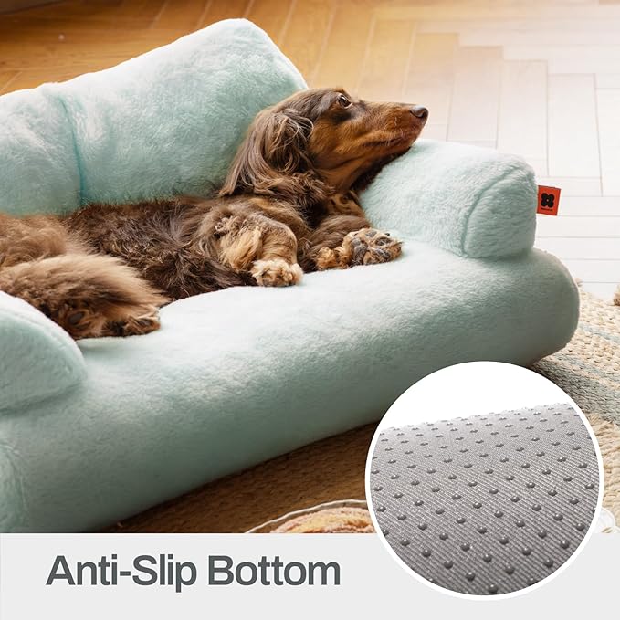 MEWOOFUN Cat Bed for Indoor Cats, Washable Dog Beds for Small Dogs & Cats, Fluffy Cat Couch with Non-Slip Bottom (Blue, 26.0" L x 19.0" W x 13.0" Th)
