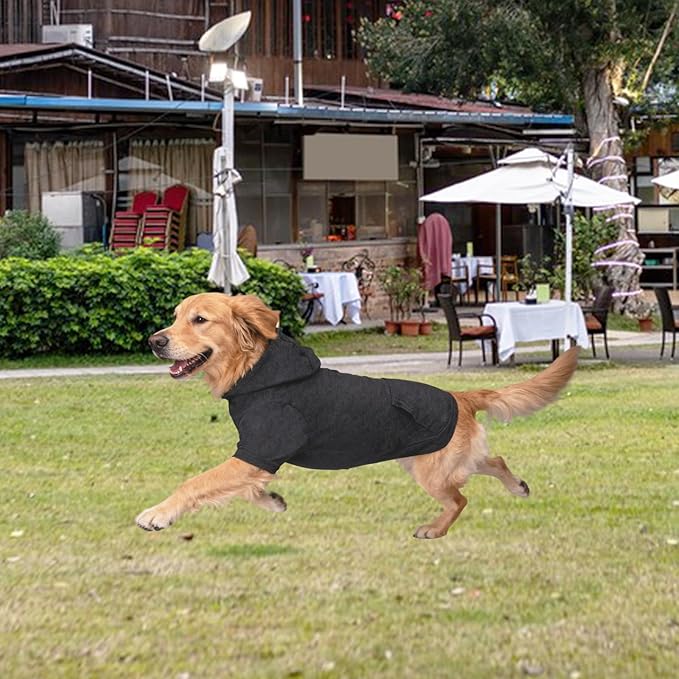 Basic Dog Hoodie Sweatshirts, Pet Clothes Hoodies Sweater with Hat and Leash Hole, Soft Cotton Outfit Coat for Large Medium Small Dogs, Dark Grey (XX-Large)