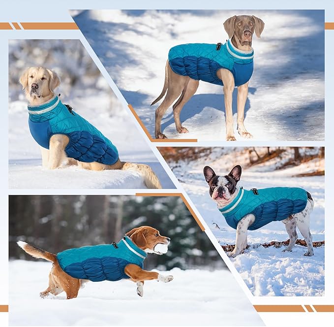 Large Dog Coat, XXLarge Dog Winter Coat, Waterproof Pet Jacket with Back Zipper,Extra Large Pet Coats, Warm Fleece Jacket with D-Ring, Windproof Winter Clothes Golden Retriever,XXL