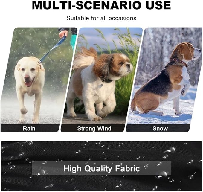 PINA Lightweight Dog Raincoat with Hood, Jacket Poncho - Waterproof Dog Jacket with Leash Hole, Reflective Strap and Pocket for Wet Weather, Full Wrap Design for Full Protection