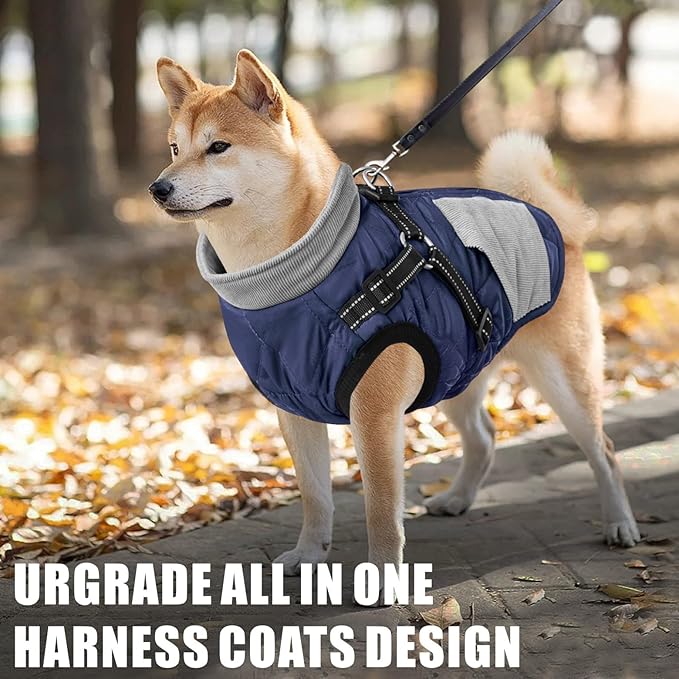Mosucoirl Warm Dog Coats Pet Clothes, Waterproof Dogs Jacket Reflective Pet Outfits Winter Dog Cold Weather Coat Cozy Snow Jackets Vest for Small Medium Large Dogs Puppy Doggie (NavyBlue, XS)