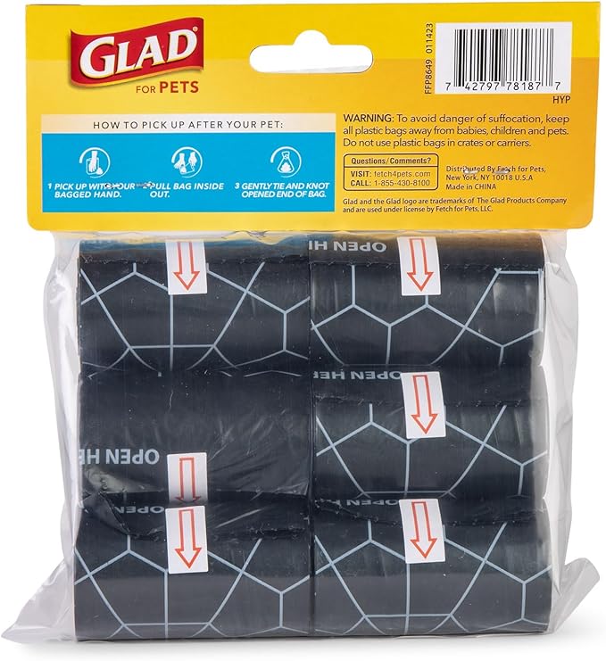 Glad for Pets Extra Large, Heavy Duty Scented Dog Waste Bags Refill Rolls, Fresh Scent | Tear Resistant Doggie Poop Bags for Dogs, 144 rolls, Total 2160 Count