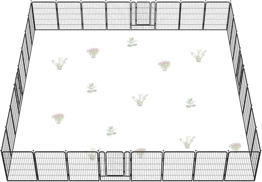 FXW Garden Fence Outdoor for The Yard – 40in(H) x 72.9ft(L) Heavy Duty Metal Animal Barrier for Dog and Rabbit, Decorative Dog Fence, 32 Panels, Black